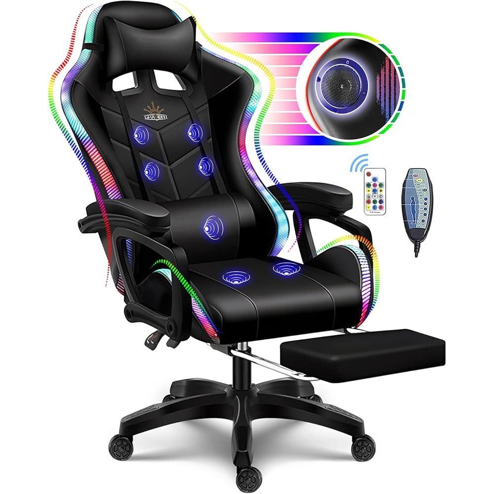 Rgb Gaming Chair - Ergonomic High-Back Gaming Chair with LED