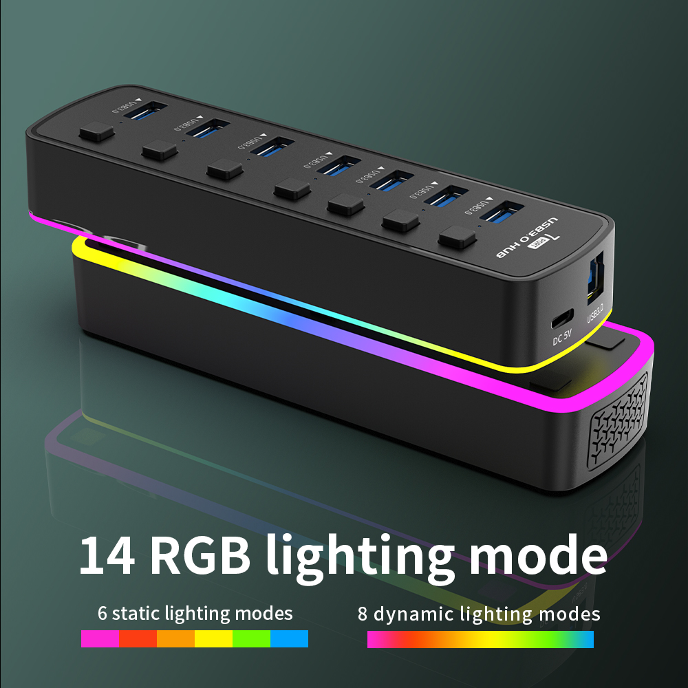 RGB USB 3.0 Hub 7 Ports Data P - Esports Gaming Splitter บทวิจารณ์และราคา
