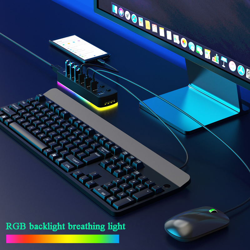 RGB USB 3.0 Hub 7 Ports Data P - Esports Gaming Splitter บทวิจารณ์และราคา