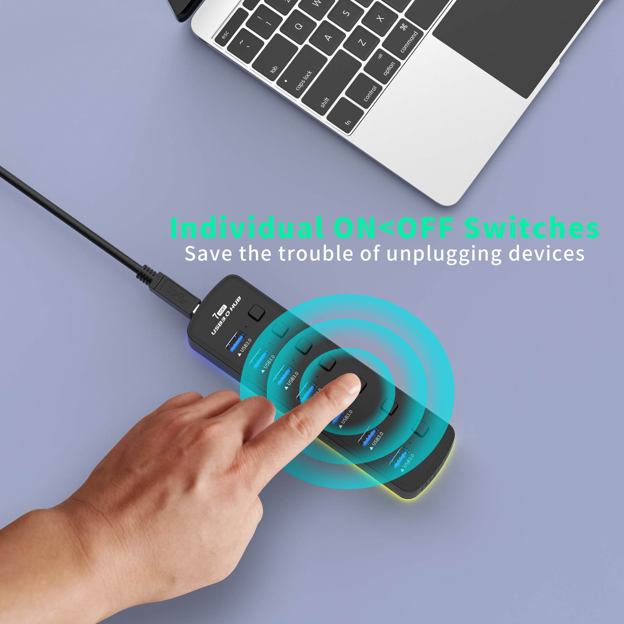 RGB USB 3.0 Hub 7 Ports Data P - Esports Gaming Splitter บทวิจารณ์และราคา