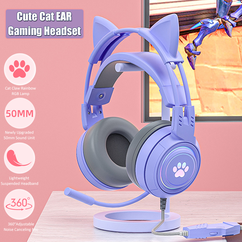 Cute Cat Ear Gaming Headphones - Esports Gaming Headphones บทวิจารณ์และราคา