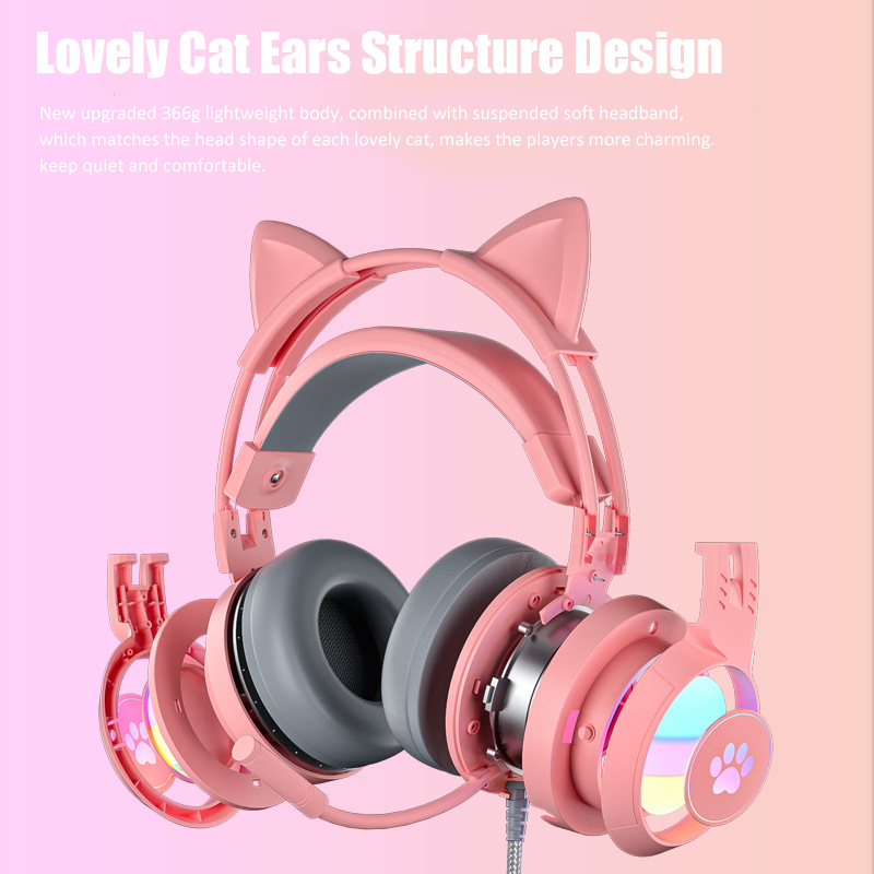 Cute Cat Ear Gaming Headphones - Esports Gaming Headphones บทวิจารณ์และราคา
