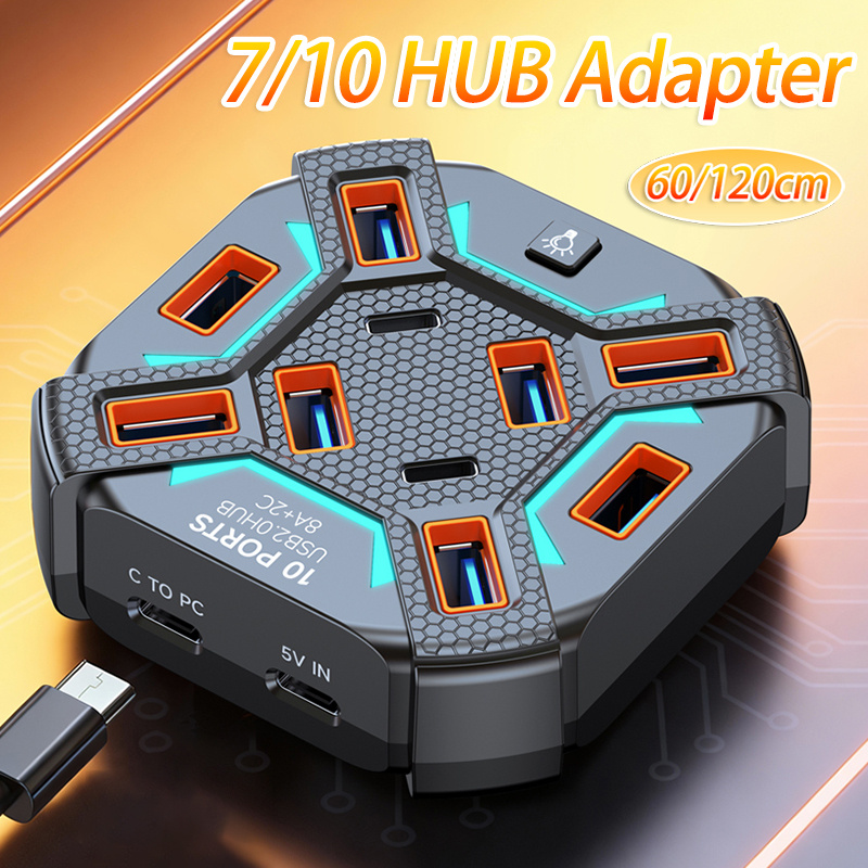 10 Ports USB Hub with RGB Ligh - Esports Gaming Splitter บทวิจารณ์และราคา