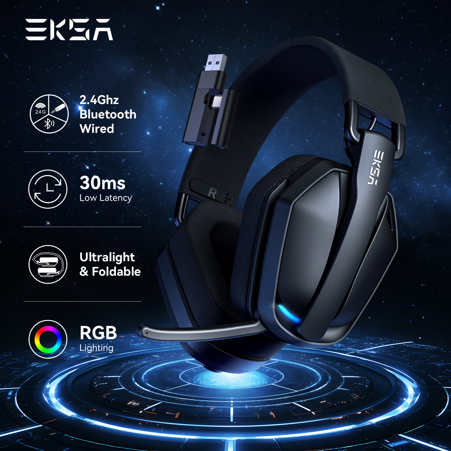 EKSA G19BT 2.4GHz Wireless Gam - Esports Gaming Headphones บทวิจารณ์และราคา
